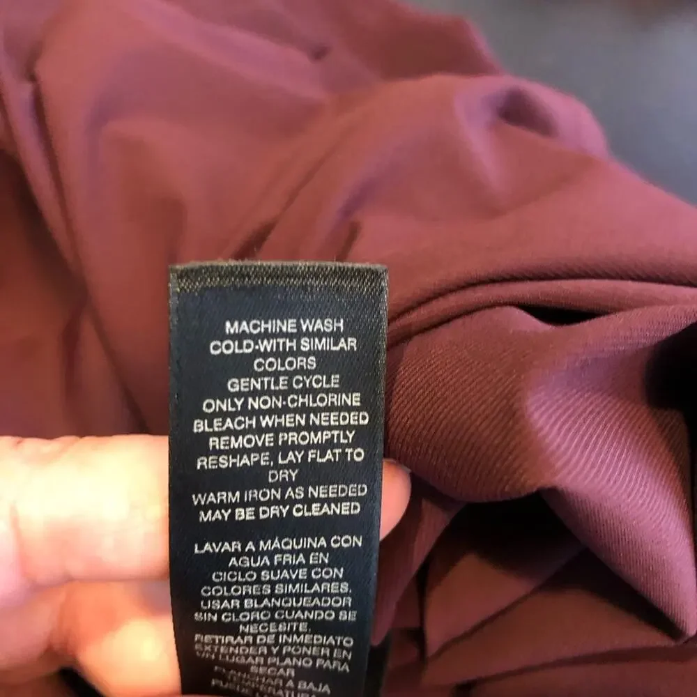 WHBM wine maroon purple bell sleeve midi sheath dress size 6